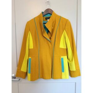 Vintage Harve Benard Gold Yellow Retro Lined Blazer Disco Psychedelic Size 6